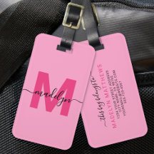 Modern personlig heta rosa monogram