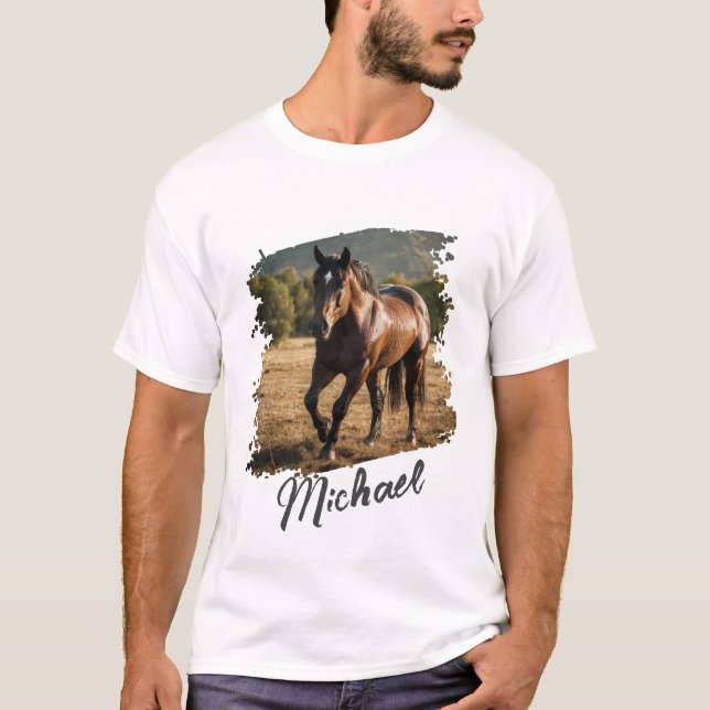 Modern Personlig Horse Photo and Text från Trendig T Shirt (Framsida)