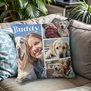 Modern Personlig hund Photo Collage Namn Kudde