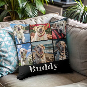 Modern Personlig hund Photo Collage Namn Kudde