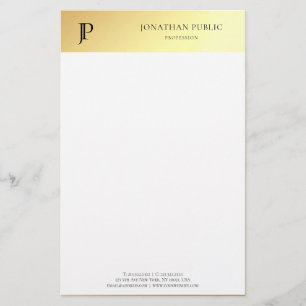 Modern Personlig i elegant Guld Vit  Brevpapper