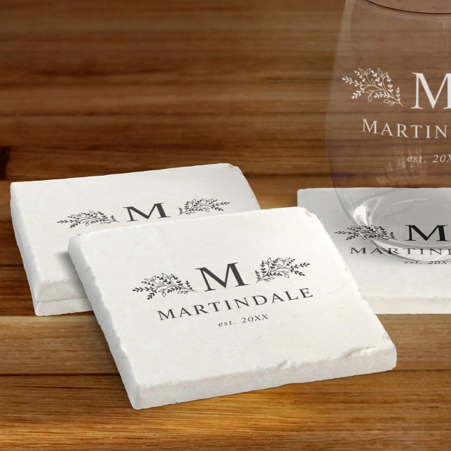Modern Personlig i Moustic Family Monogram Stenunderlägg (Skapare uppladdad)