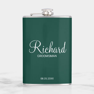 Modern Personlig i skript Groomsman Fickplunta