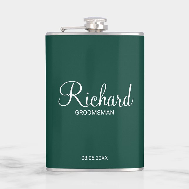 Modern Personlig i skript Groomsman Fickplunta (Skapare uppladdad)