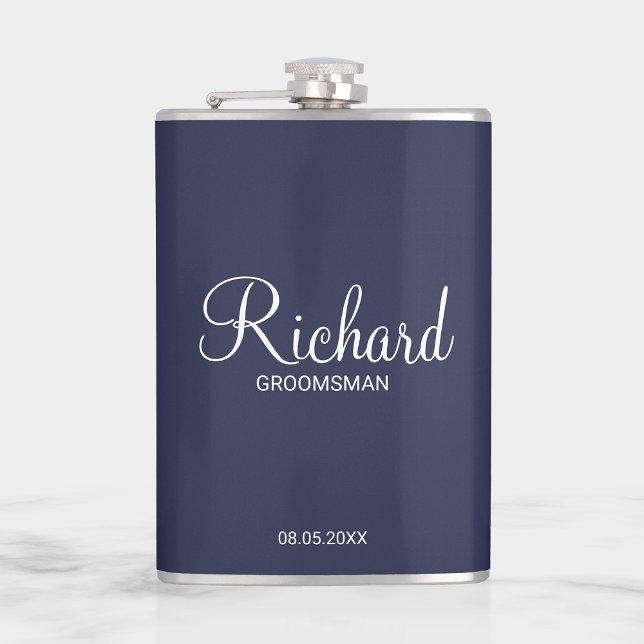 Modern Personlig i skript Groomsman Fickplunta (Skapare uppladdad)