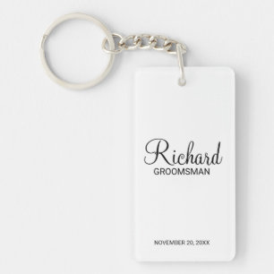 Modern Personlig i skript Groomsman Nyckelring