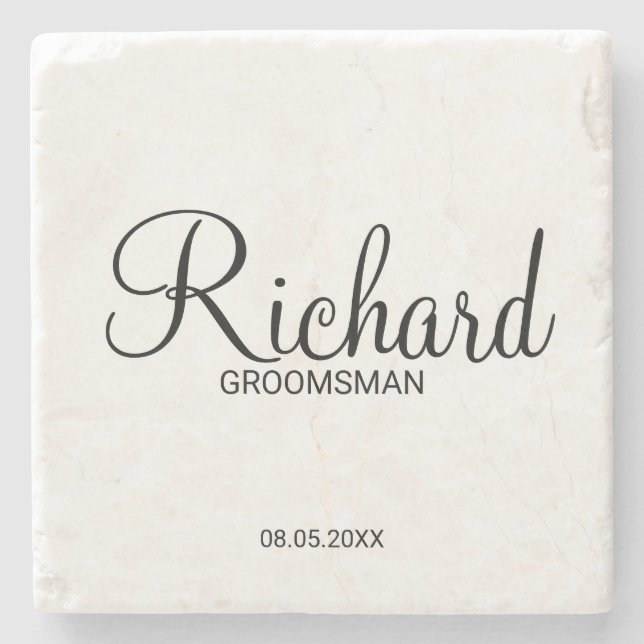 Modern Personlig i skript Groomsman Stenunderlägg (Framsidan)