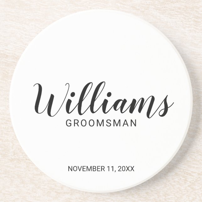 Modern Personlig i skript Groomsman Underlägg (Framsidan)