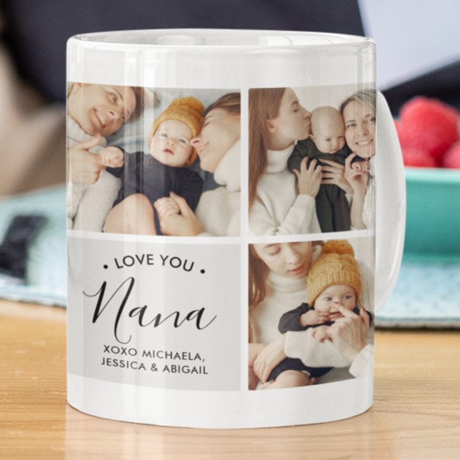 Modern Personlig Kärlek Du Nana 9-Foto Kaffemugg (Skapare uppladdad)