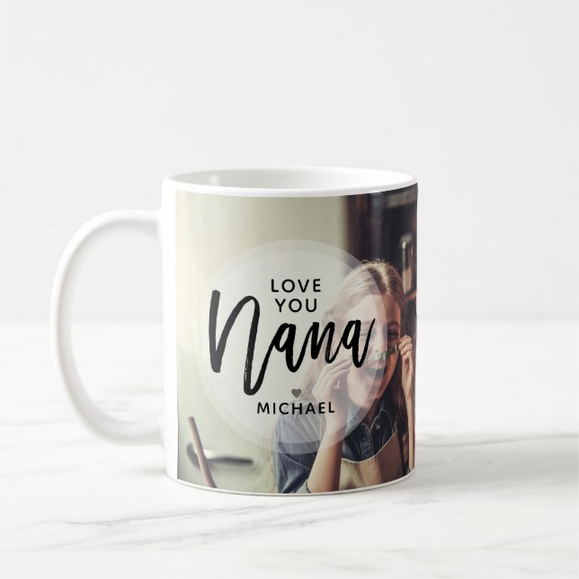 Modern Personlig Kärlek Du Nana Foto Kaffe Mugg (Vänster)