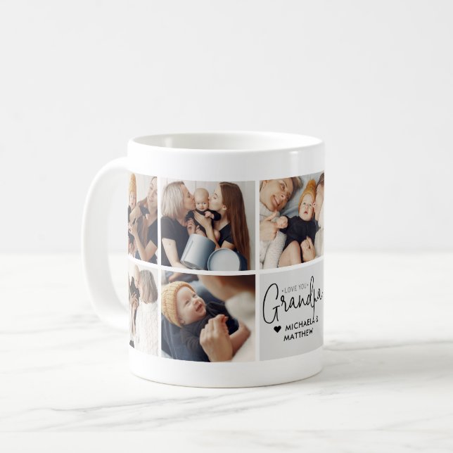 Modern Personlig Kärlek You Grandpa 9-Photo Kaffemugg (Framsida vänster)