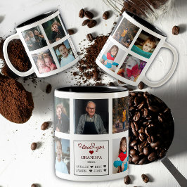 Modern Personlig Kärlek You Grandpa Gift 9 Photo Två-Tonad Mugg