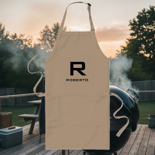 Modern personlig khaki beige bbq apron för manar långt förkläde