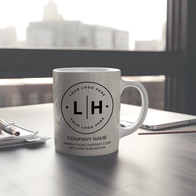 Modern Personlig Logotyp Business Kaffemugg (Modern Custom Logo Business Gift Coffee Mug by MINTIC DESIGN STUDIO)