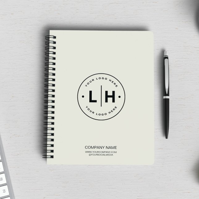 Modern Personlig Logotyp Företag Anteckningsbok (Modern Minimal Custom Business Logo Neutral Tone Notebook by MINTIC DESIGN STUDIO)