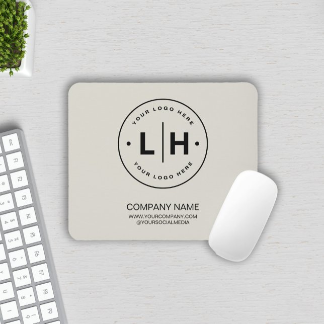 Modern Personlig Logotyp Musmatta (Modern Custom Business Logo Neutral Tone Mouse Pad by MINTIC DESIGN STUDIO)