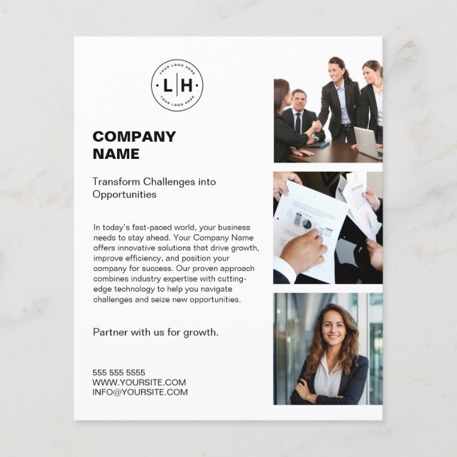 Modern Personlig Logotyp Photo White Business Flygblad (Framsidan)