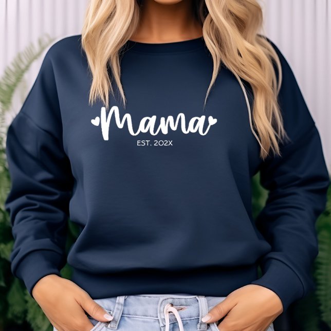 Modern Personlig Mamma Est. Trendig Typografi T Shirt (Skapare uppladdad)