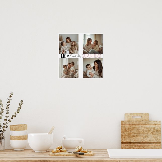 Modern Personlig Mamma Superhjälte Fotokollage Poster (Kök)
