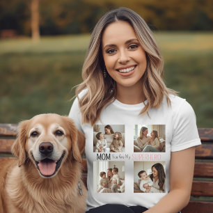 Modern Personlig Mamma Superhjälte Fotokollage T Shirt