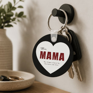 Modern personlig Mammy-hjärta-nyckelring Nyckelring