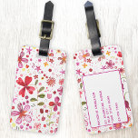 Modern Personlig med färgen vild blomma Bagagebricka<br><div class="desc">Ljusblommor och löv av en viltodlad trädgård,  som är ljusa och lycklig. Perfekt för trädgårdsmästare,  älskare och blomsterarbetare. Ändra kontaktinformationen på motsatt sida.</div>