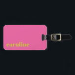 Modern Personlig med fetstil och Rosa för Bright o Bagagebricka<br><div class="desc">Bold Bright-Rosa och Gult Typography Modern Personlig Luggage Tag</div>
