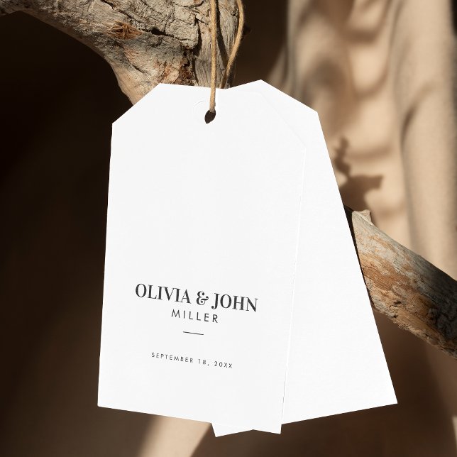 Modern Personlig med Namn Bröllop Monogram Presentetikett (Skapare uppladdad)