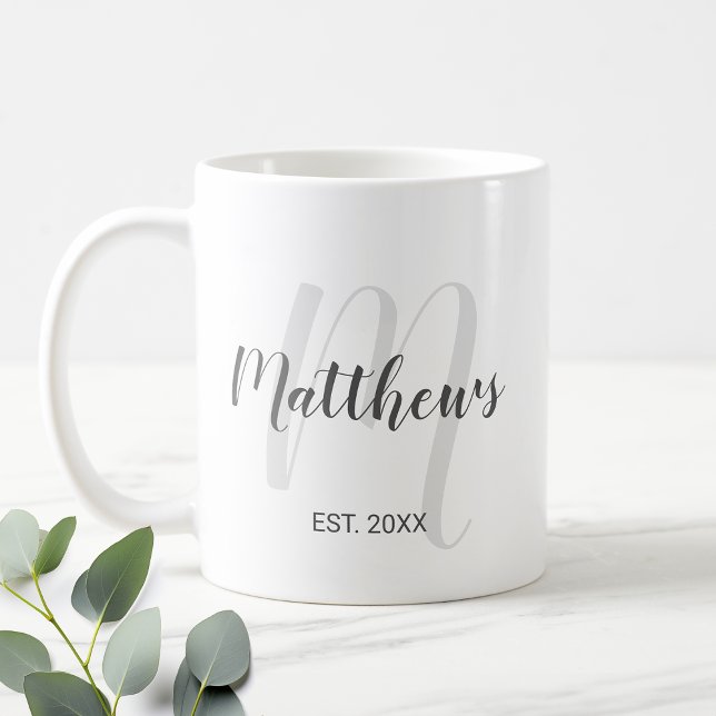 Modern Personlig Monogram & Family Namn Kaffemugg (Skapare uppladdad)