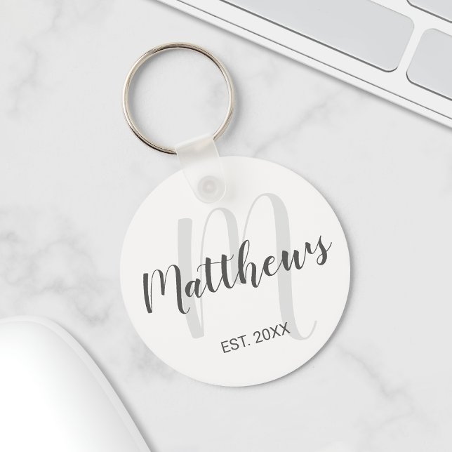 Modern Personlig Monogram & Family Namn Nyckelring (Skapare uppladdad)