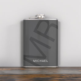 Modern personlig monogram grå fickplunta