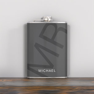 Modern personlig monogram grå fickplunta