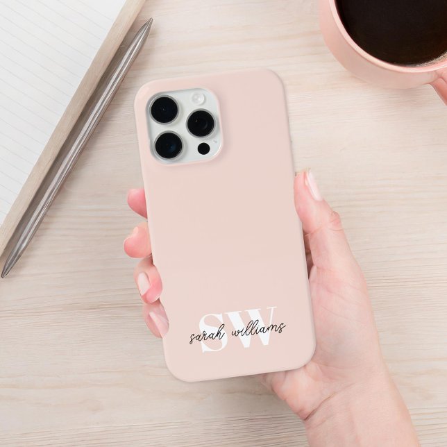 Modern Personlig Monogram Namn Rosa (Skapare uppladdad)