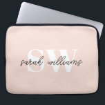 Modern Personlig Monogram Namn Rosa Laptop Fodral<br><div class="desc">Modern Personlig Monogram Namn Rosa Laptop sleeve</div>