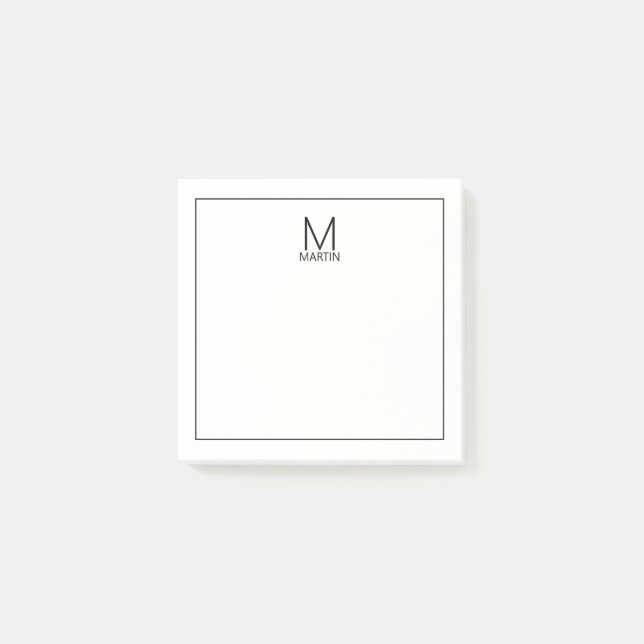 Modern Personlig Monogram och Namn Anteckningsbloc Post-it Block (Framsida)