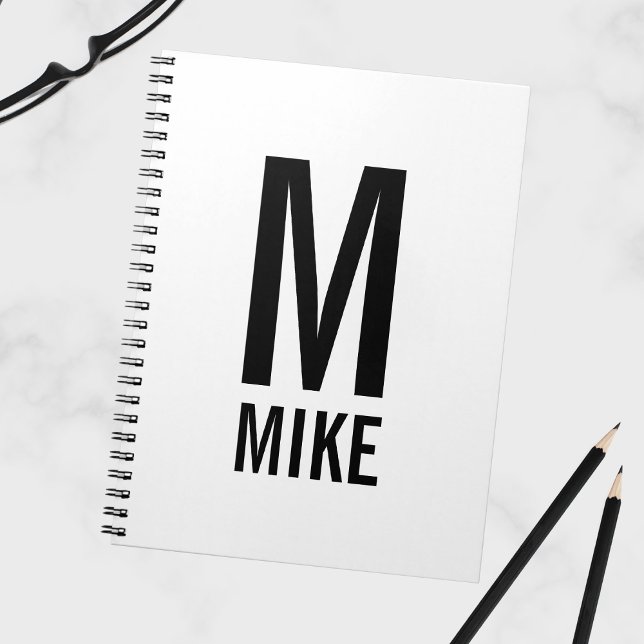 Modern Personlig Monogram och Namn Anteckningsbok Med Spiral (Skapare uppladdad)