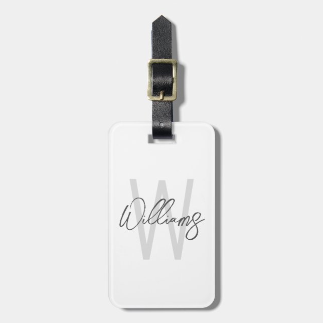 Modern Personlig Monogram och Namn Bagagebricka (Vertikal Framsida)