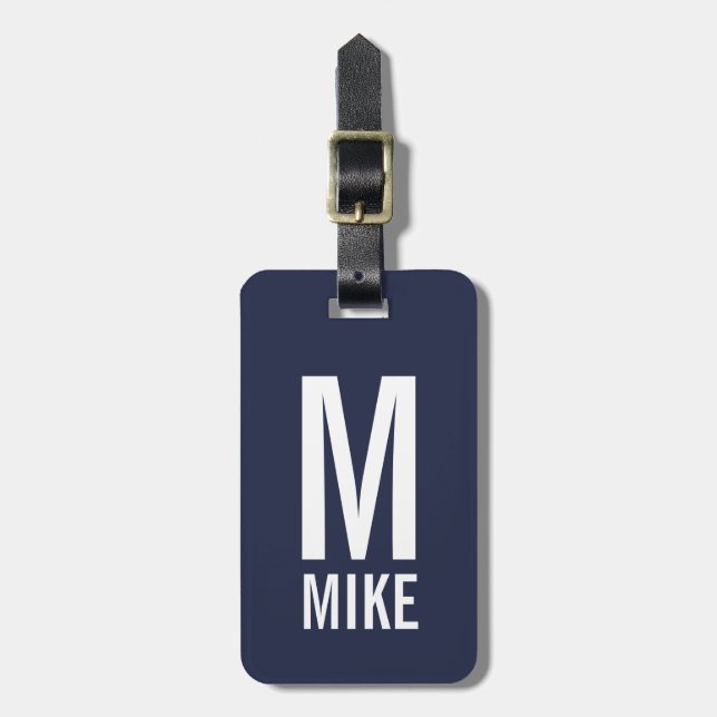 Modern Personlig Monogram och Namn Bagagebricka (Vertikal Framsida)