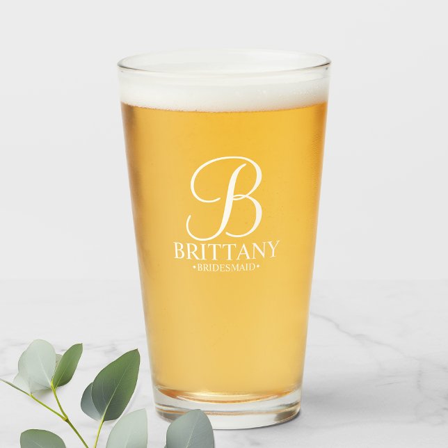 Modern Personlig Monogram och Namn Bridesmaid Glaskopp (Skapare uppladdad)