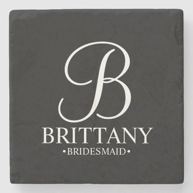 Modern Personlig Monogram och Namn Bridesmaid Stenunderlägg (Framsidan)