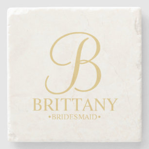 Modern Personlig Monogram och Namn Bridesmaid Stenunderlägg