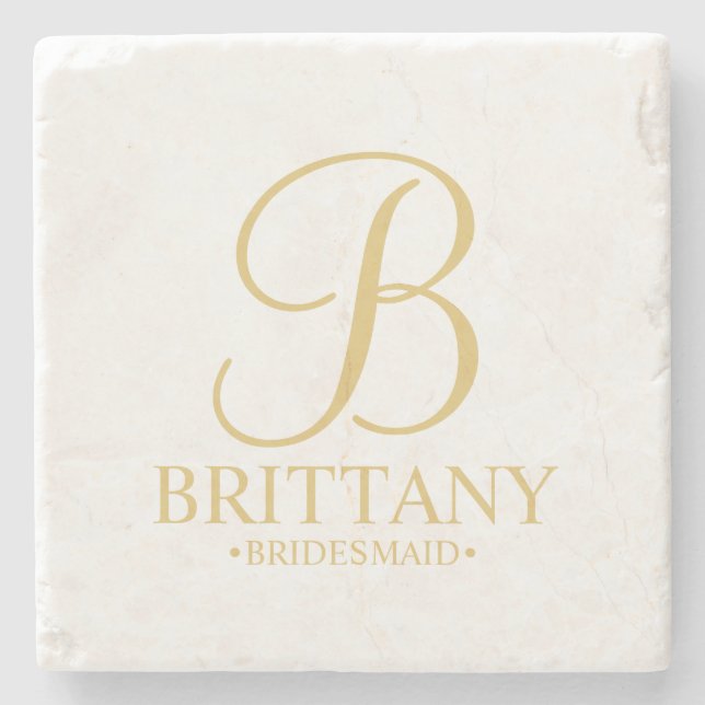 Modern Personlig Monogram och Namn Bridesmaid Stenunderlägg (Framsidan)
