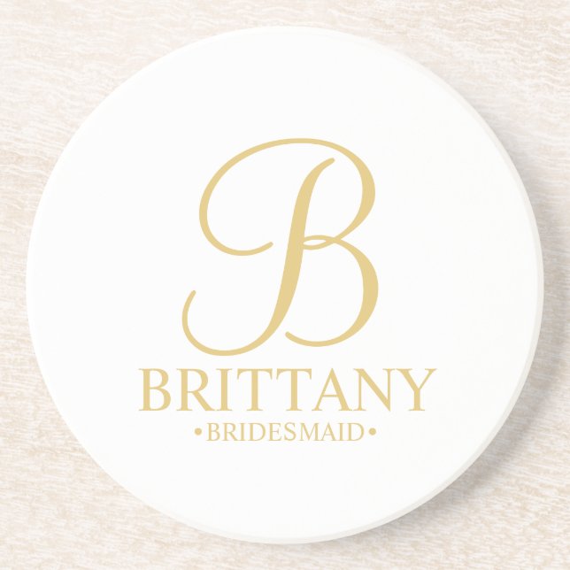 Modern Personlig Monogram och Namn Bridesmaid Underlägg (Framsidan)
