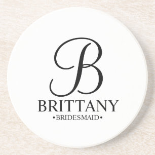 Modern Personlig Monogram och Namn Bridesmaid Underlägg