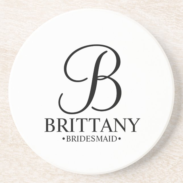 Modern Personlig Monogram och Namn Bridesmaid Underlägg (Framsidan)