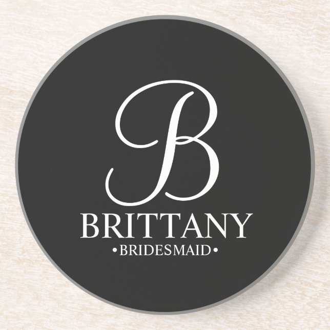 Modern Personlig Monogram och Namn Bridesmaid Underlägg (Framsidan)
