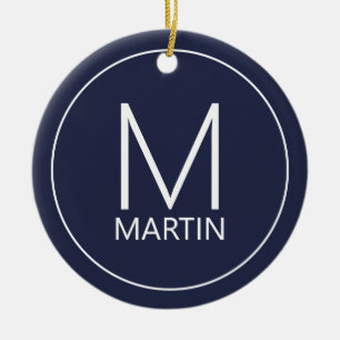 Modern Personlig Monogram och Namn Ceramic Orna Julgransprydnad Keramik