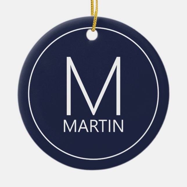 Modern Personlig Monogram och Namn Ceramic Orna Julgransprydnad Keramik (Framsidan)