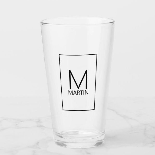 Modern Personlig Monogram och Namn Glaskopp (Framsida)