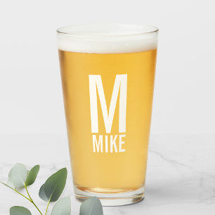 Modern Personlig Monogram och Namn Glaskopp